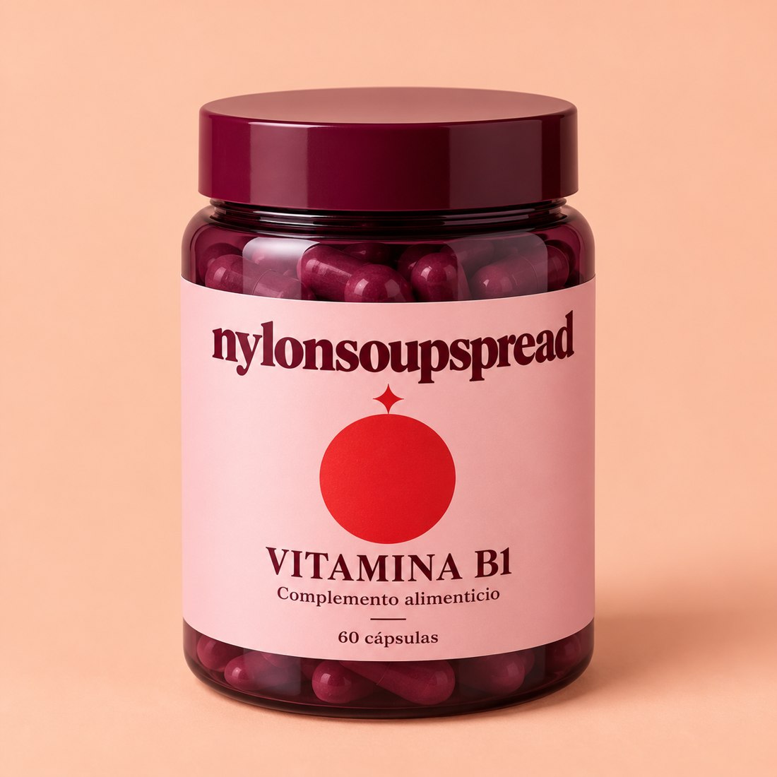 Bote de Vitamina B1, complemento alimenticio, 60 cápsulas