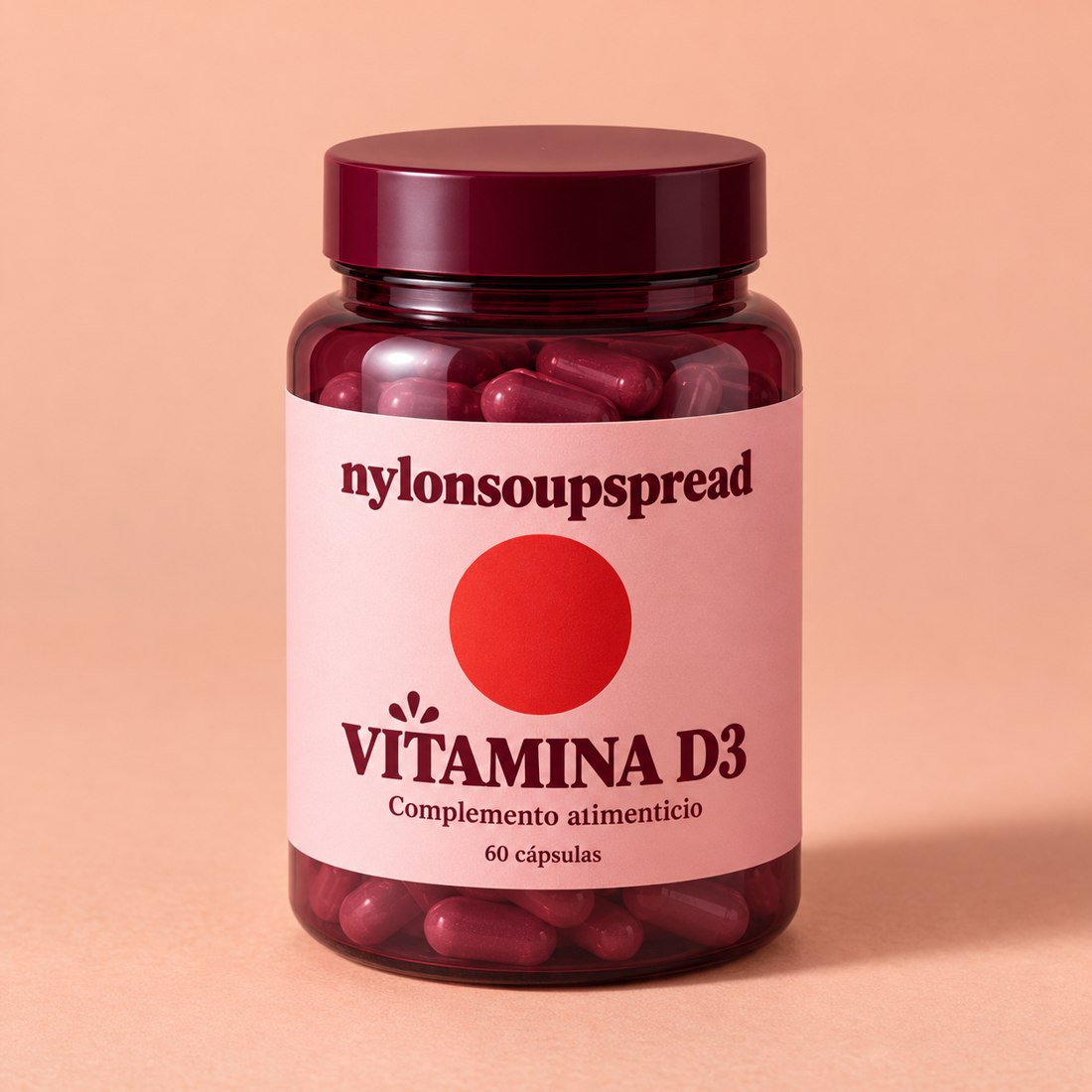 Bote de Vitamina D3, complemento alimenticio, 60 cápsulas